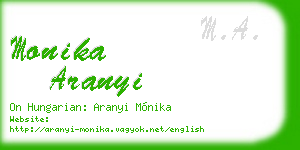 monika aranyi business card